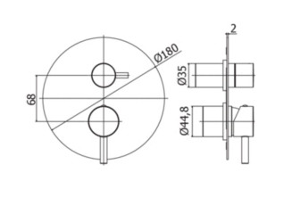 Змішувач для душу Paffoni Stick на 2 виходи, зовнішня частина, Chrome (SKBOX018CR)
