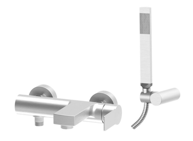 Змішувач для ванни Paffoni Tango, з душовим гарнітуром, Steel looking (TA023ST)