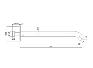 Вилив для ванни Paffoni Inox Tech 25 см, Steel (ZBOC148AC)