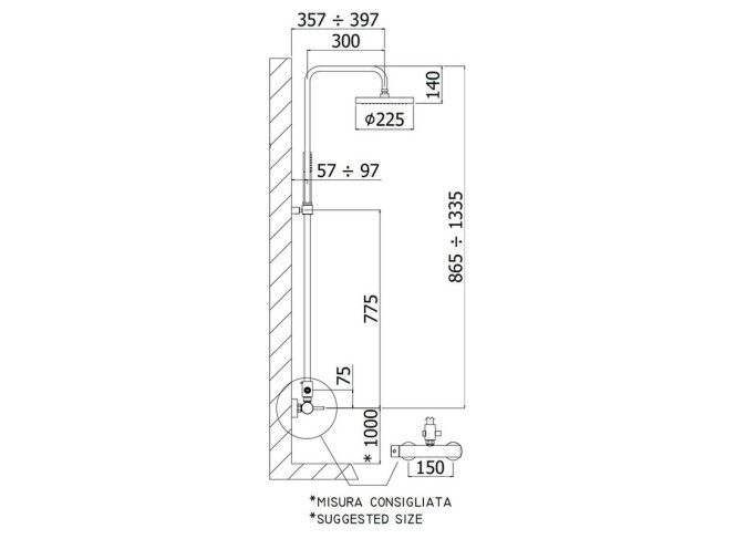 Душова система Paffoni EASY PLUS, зі змішувачем, верхній душ 225 мм, Chrome (ZCOL603CR) Фото №2 - Душова система Paffoni EASY PLUS, зі змішувачем, верхній душ 225 мм, Chrome (ZCOL603CR)