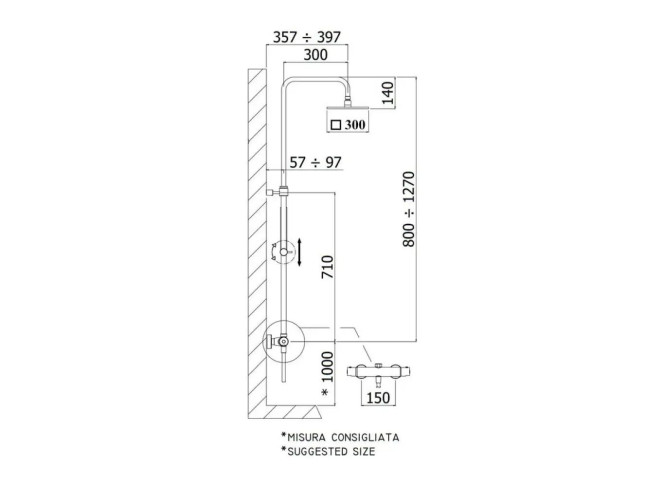 Душова система Paffoni Birillo Square з термостатом, верхній душ 30х30 см, Chrome (ZCOL641KLIQCR) Фото №2 - Душова система Paffoni Birillo Square з термостатом, верхній душ 30х30 см, Chrome (ZCOL641KLIQCR)