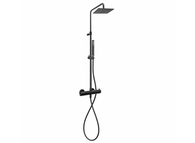 Душова система Paffoni Birillo Square, з термостатом, верхній душ 20х20 см, Matt Black (ZCOL641LIQNO)