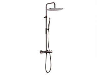 Душова система з термостатом Paffoni Light, верхня лійка 300 мм, Black Chrome (ZCOL646KLIQNKN)