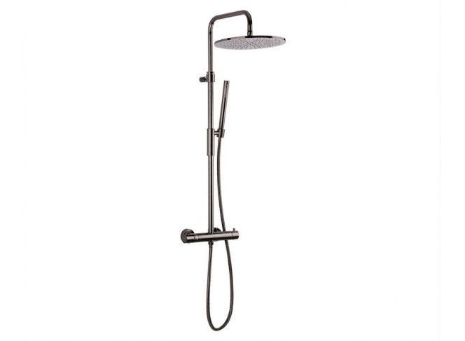 Душова система з термостатом Paffoni Light, верхня лійка 300 мм, Black Chrome (ZCOL646KLIQNKN)