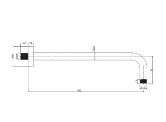 Тримач верхнього душу Paffoni Inox Tech, l=350 мм, Steel (ZSOF306AC)