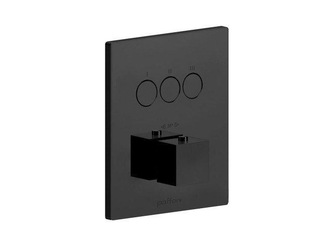 Термостат для душу (зовнішня частина) Paffoni Compact box прихованого монтажу (3 функції), чорний матовий (CPT 519NO)