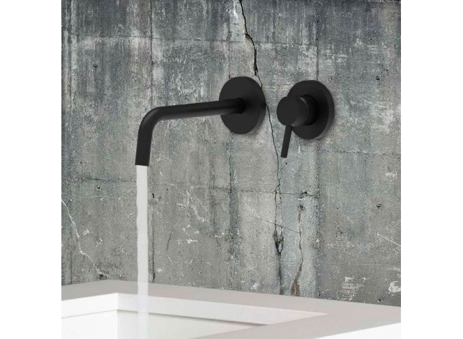 Фото №2 - Змішувач для умивальника Paffoni Light настінний, вилив 24.8 см, Brushed Black Chrome (LIG007NKNSP70)