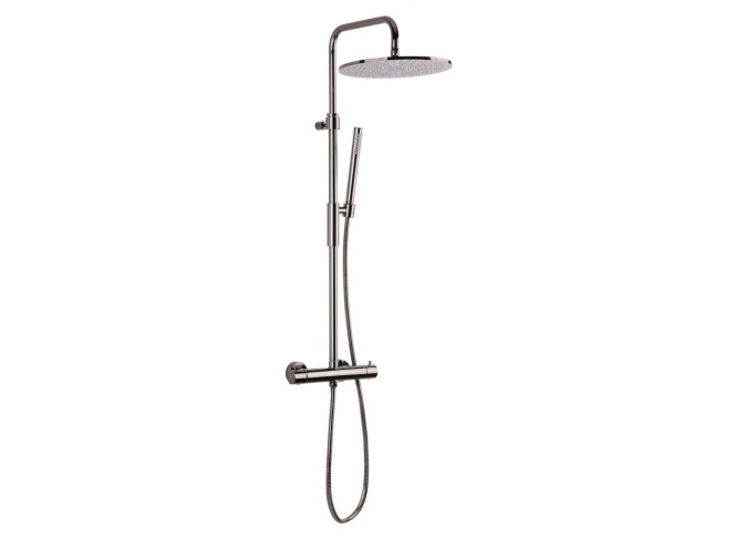 Душова система Paffoni Light, з термостатом, верхня лійка 300 мм, Brushed Black Chrome (ZCOL646KLIQNKNSP)